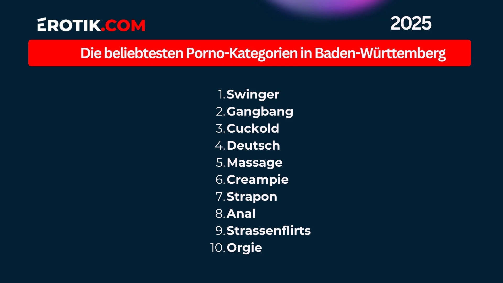 Die beliebtesten Porno Kategorien in Baden-Würtemberg