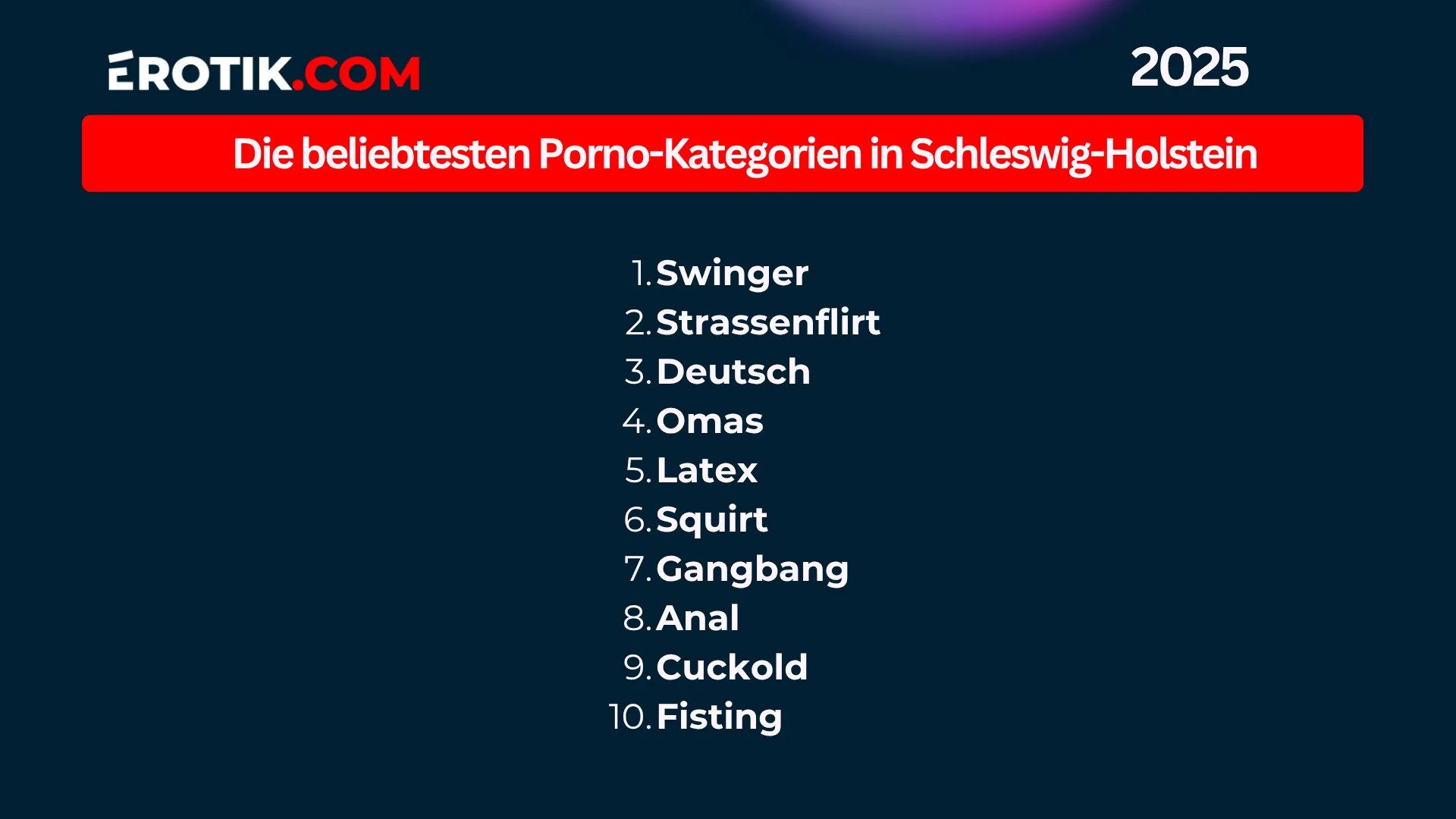 Die beliebtesten Porno Kategorien in Schleswig-Holstein