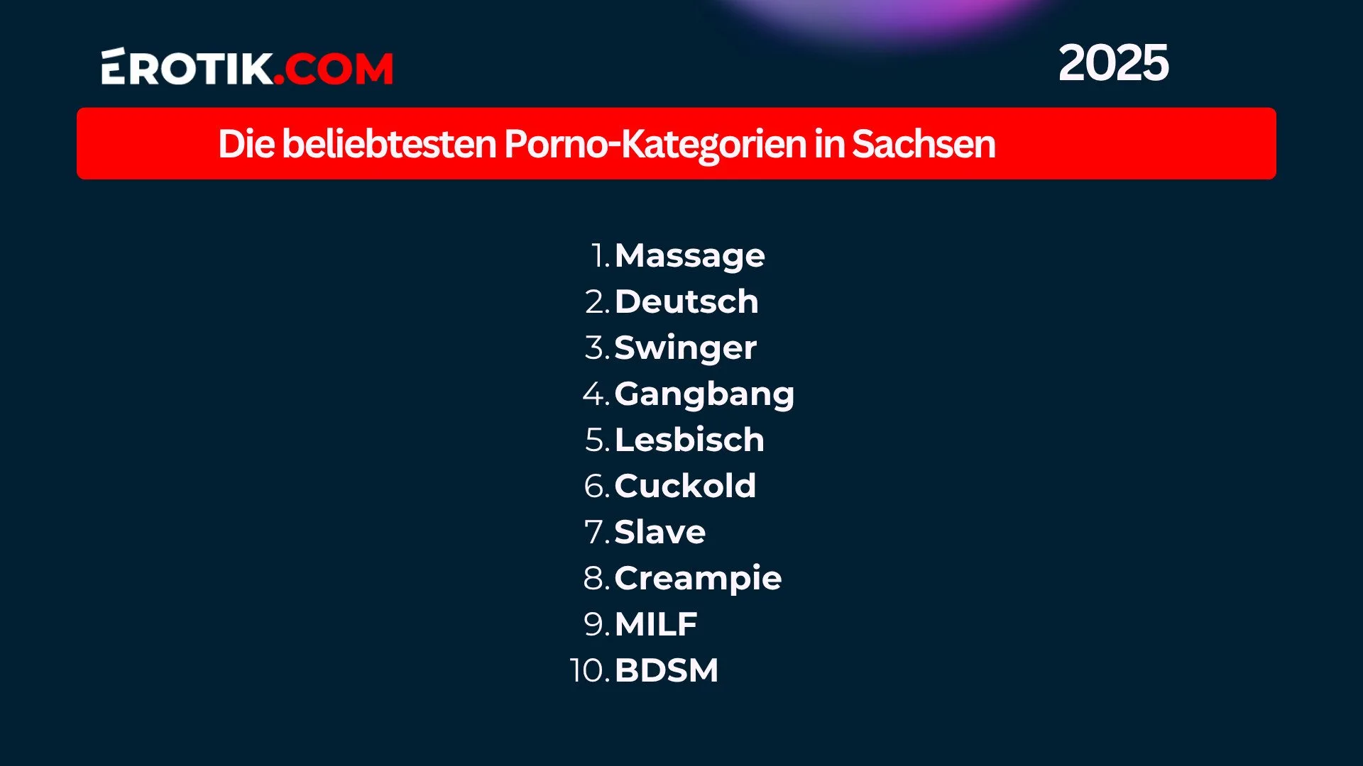 Die beliebtesten Porno Kategorien im Sachsen.