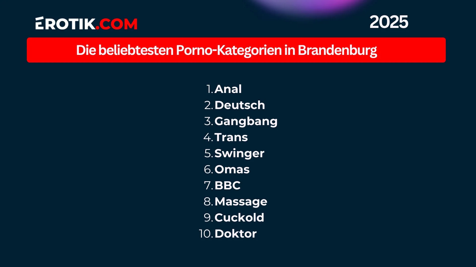 Die beliebtesten Porno Kategorien in Brandenburg